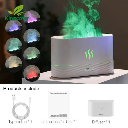 Diffuseur d'Arômes Kinscoter – Humidificateur d'Air, Brume Fraîche, Flamme LED pour Huiles Essentielles